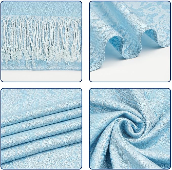 QIUTIMIY Paisley Pashmina Shawl Wrap Women Reversible Vintage Jacquard Pashmina Rave Scarf with Fringe for Evening, Wedding