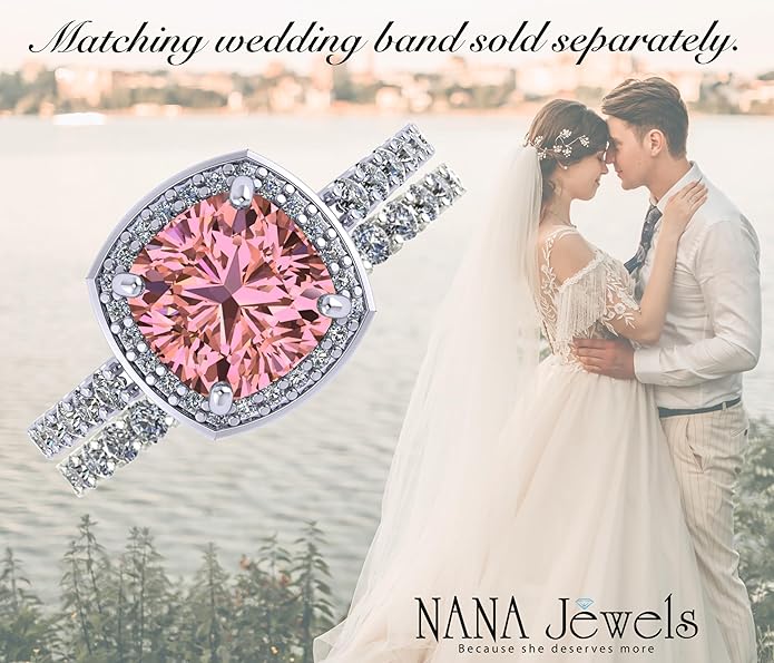 NANA Jewels Sterling Silver Engagement Rings for Women - Choose Simulated Morganite, Citrine, Aquamarine & More