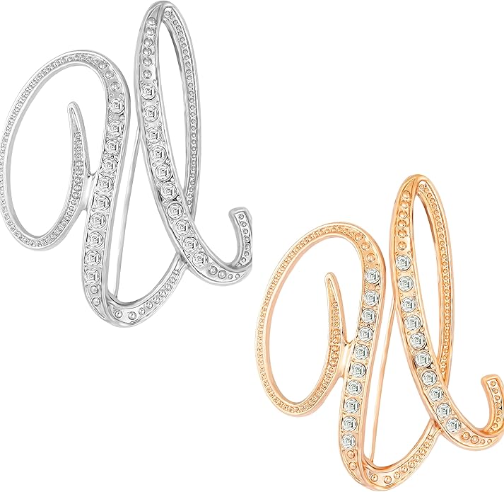HAFILO 2 pieces initial letter brooch pin for women 26 letters fashion brooches collar pins for clothes Dress hat bulk