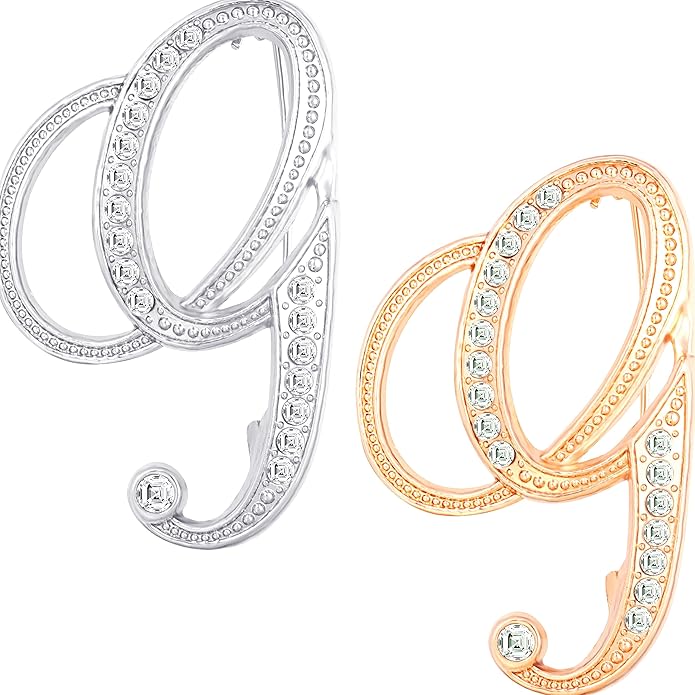 HAFILO 2 pieces initial letter brooch pin for women 26 letters fashion brooches collar pins for clothes Dress hat bulk