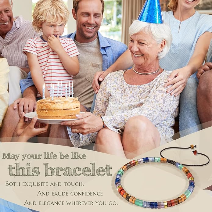 30th 40th 50th 60th 70th 80th Birthday Gifts for Women, Natural Stone Bracelet Birthday Gifts for Mom Daughter Grandma Sister Friends Coworker