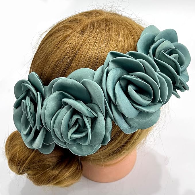 Sanrich Women's Brooches 4pcs Rose Flower Hair Clip Mexican Hair Flowers Clips Hairpin Brooch Tea Party Hats Headpieces (aqua blue)
