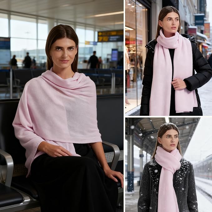 Erdenech Luxury Cashmere Wool Blend Wrap for Women, All-Season Travel Wrap Shawl, Extra Large Blanket Shawl Scarf Pashmina