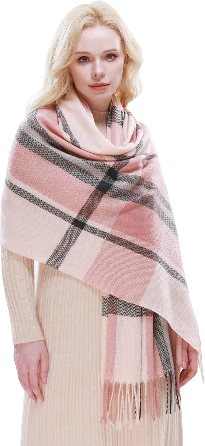RIIQIICHY Plaid Scarf for Women Fall Winter Pashmina Scarves Wraps for Cold Weather Warm Large