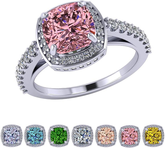 NANA Jewels Sterling Silver Engagement Rings for Women - Choose Simulated Morganite, Citrine, Aquamarine & More