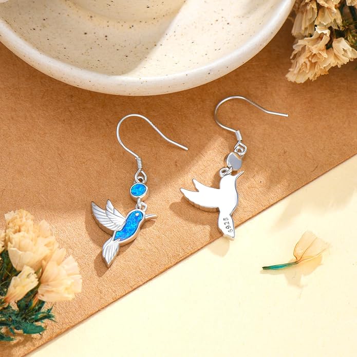 PROESS Turquoise Earrings 925 Sterling Silver Owl/Dragonfly/Butterfly/Hummingbird Earrings Butterfly Jewelry Gifts for Women Christmas Mothers Day