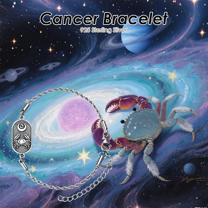 SIMONLY Zodiac Bracelet 925 Sterling Silver Constellation Anklet Horoscope Zodiac Jewelry Christmas Birthday Astrology Gifts for Women Men Unisex