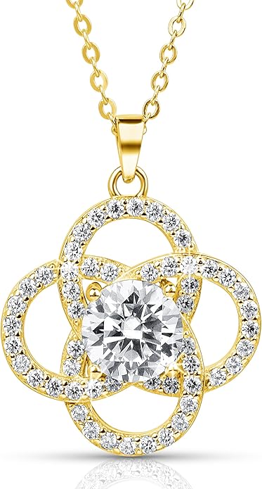 Moissanite Pendant Necklace for Women – 925 Sterling Silver Necklace for Women Infinity Pendant, Dainty Silver Jewelry Gift Box for Mom Wife Girlfriend – Birthday Anniversary 1-3 CT
