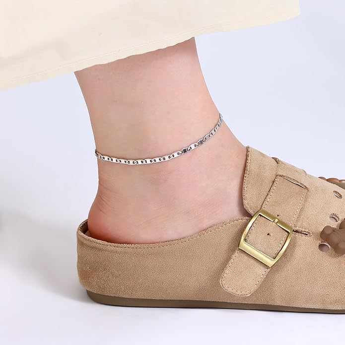 Gacimy 3.5mm Mariner Anklets for Women, 18K Gold Plated/Silver Tone Women’s Anklet, 9/10/11 Inches