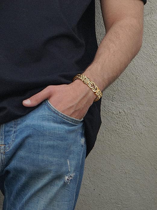 STARCHENIE Infinity Knot Bracelet for Men 316L Stainless Steel Double Layered Braided Franco Chain Bracelet