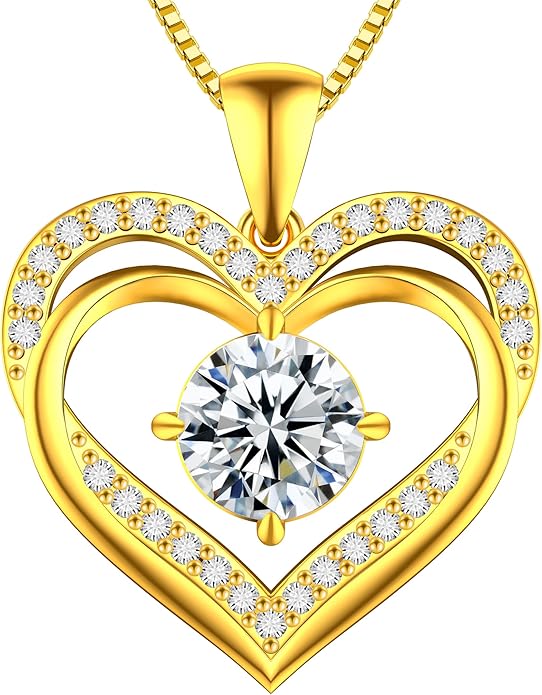 Moissanite Necklace for Women, 1–3 Carat Double Heart Pendant in 925 Sterling Silver, Romantic Love Necklace Gift for Wife or Mom, Anniversary Birthday Mother’s Day Jewelry