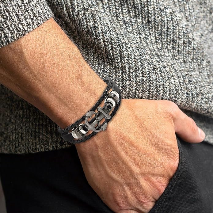 VIBILIA Vintage Leather Wrap Bracelets for Men Women, Multi-Strand Bracelets with Strong Clasp Ethnic Tribal Bracelets