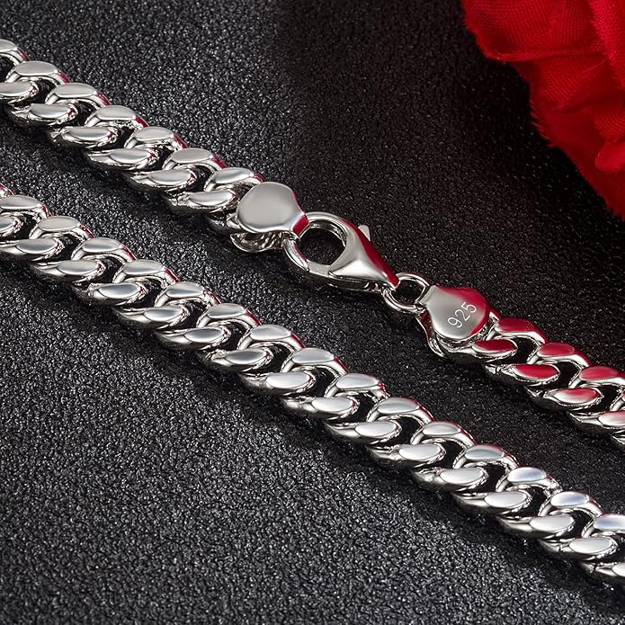 Dankadi Fashion 925 Sterling Silver Solid Miami Cuban Link Chain Necklace 8MM & 12MM- Curb Cuban Thick Big Link Choker For Men 20 "22" 24 "26" 28" Fine Jewelry