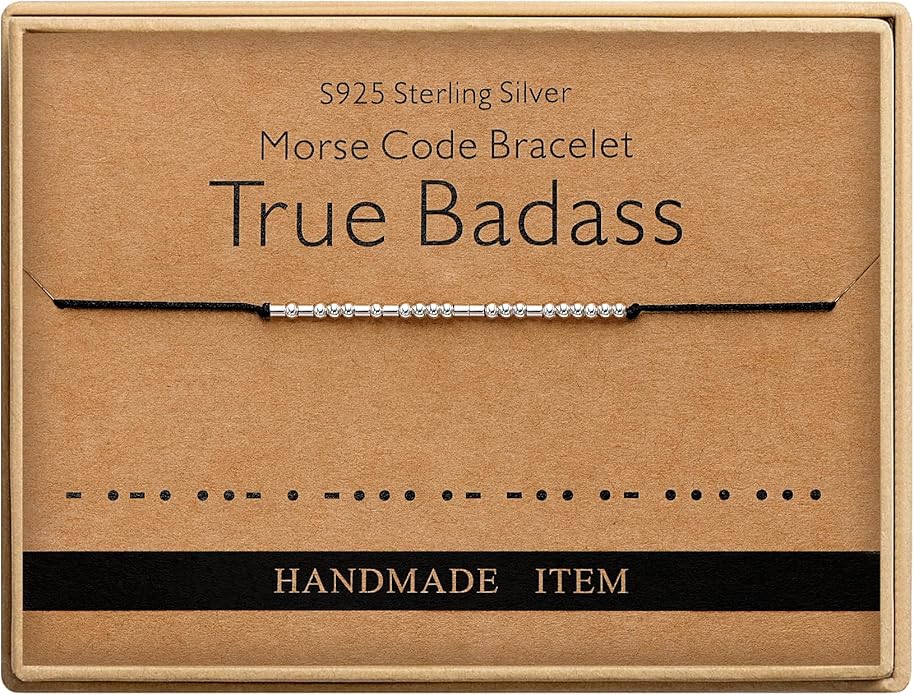 Monily Inspirational Gifts for Women Morse Code Bracelets for Women Funny Bracelet for Friend Funny Gift for Women Sterling Silver Bracelet for Women