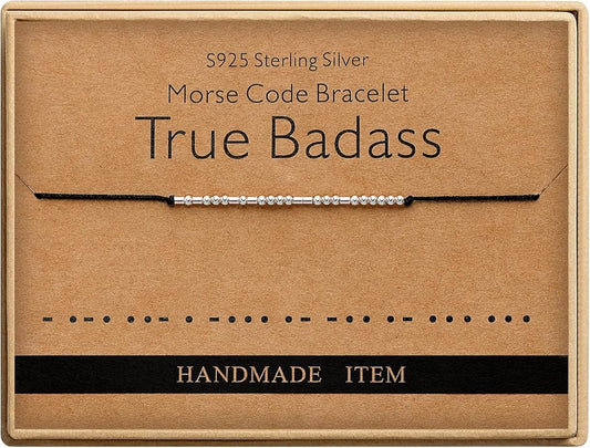 Monily Inspirational Gifts for Women Morse Code Bracelets for Women Funny Bracelet for Friend Funny Gift for Women Sterling Silver Bracelet for Women
