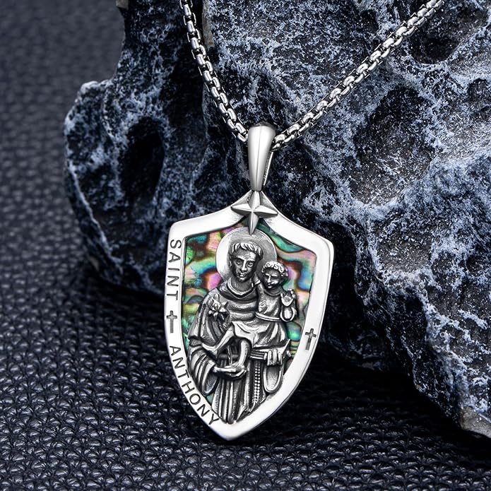 Taioiat Saint Necklace 925 Sterling Silver St Necklace Amulet Pendant Jewelry Religious Gift for Men Women