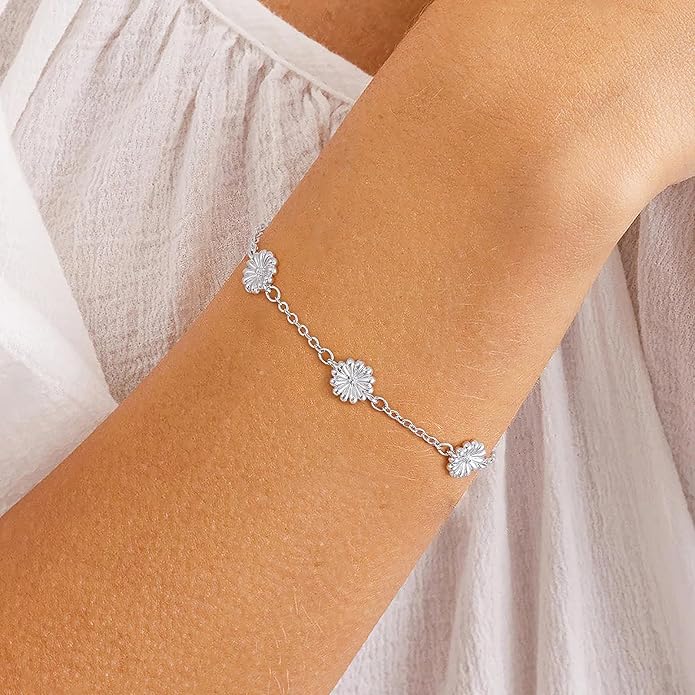 Gold Bracelets for Women,14K Dainty Gold Plated Bracelets Non Tarnish Waterproof Diamond Bracelets Heart Flower Round Square CZ Charm Bracelet Trendy Stuff Jewelry Gifts for Her