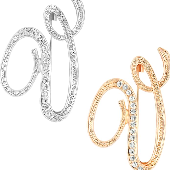 HAFILO 2 pieces initial letter brooch pin for women 26 letters fashion brooches collar pins for clothes Dress hat bulk