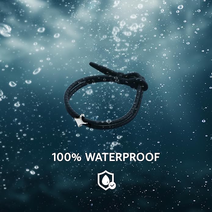 Rowdy Parrot The Driftwood FlexTech Adjustable Silicone Rope Bracelet: Waterproof, Sweatproof, Sunproof, Minimalist Surf, Golf Jewelry for Men - One Size Fits All