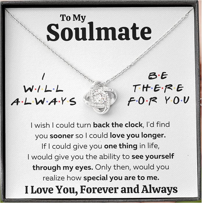 Couples Gifts Necklace To My Soulmate Necklace Birthday Christmas Jewelry Romantic Gifts For My Wife with Message Card Box Personalized Gift Present Pendant for Future Wife Soulmate Girlfriend