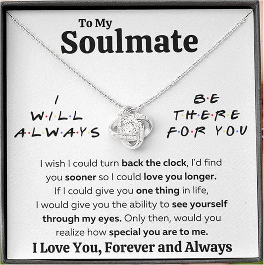 Couples Gifts Necklace To My Soulmate Necklace Birthday Christmas Jewelry Romantic Gifts For My Wife with Message Card Box Personalized Gift Present Pendant for Future Wife Soulmate Girlfriend