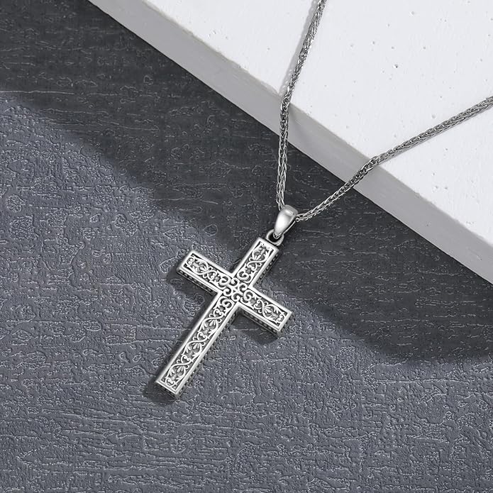 Cross Necklace for Men 925 Sterling Silver Celtic Cross Pendant Christian Jewelry Religious Christmas Gifts for Women