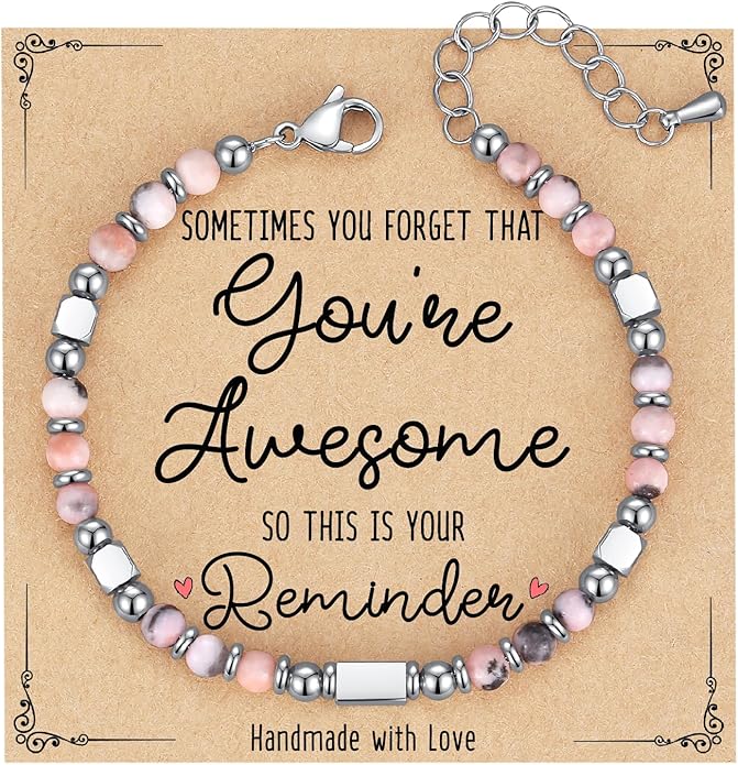 Tiny Gemstone Beaded Bracelets for Women Teen Girls, You are Awesome Jewelry Gifts for Women, Friends, Sister, Mom, Daughter...