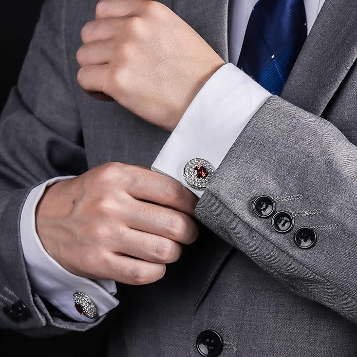 HAWSON Cufflinks for Men, Gold Diamond Crystal Cufflinks for Groom Husband Personalized Gifts, Mens Formal Wedding Business Cufflinks, Luxurious Gorgeous Cuff Links French Shirt Accessories