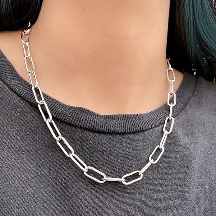 OCHCOH 925 Sterling Silver Clasp 2.5/3/4/5mm Paperclip Chain for Women Silver Chain Necklace 16, 18, 20, 22, 24, 26, 30 Inches