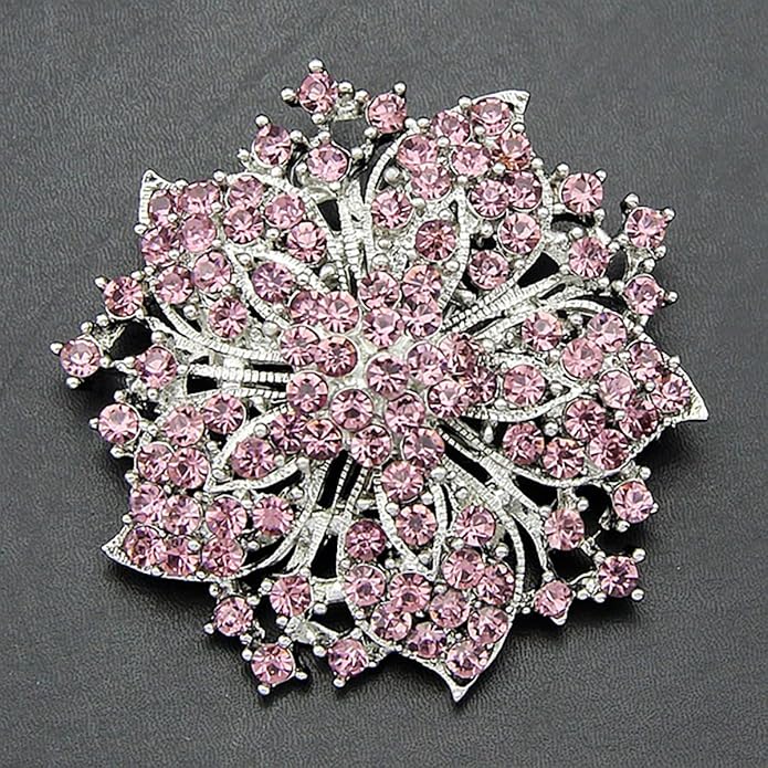 Rhinestone Bauhinia Flower Brooch Pin - Elegant Clothing Accessory for Women - Big Crystal Flower Brooch for Christmas, Halloween, Birthday, Party, Wedding Costume Jewelry