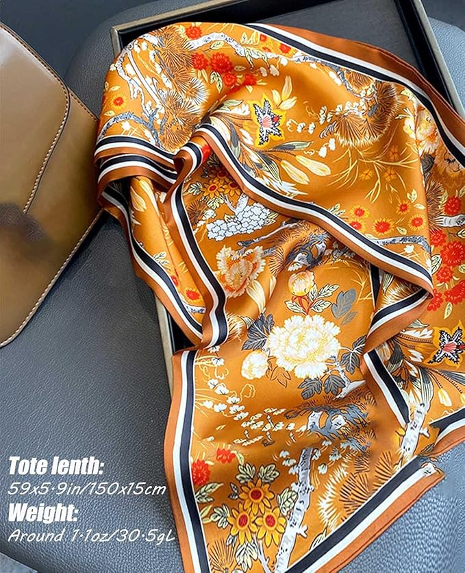 Hioyiwse Head Scarf Hair Neck Scarves For Women Purse Bag Scarfs For Handbags Silky Long Thin Satin Headscarf Fashion