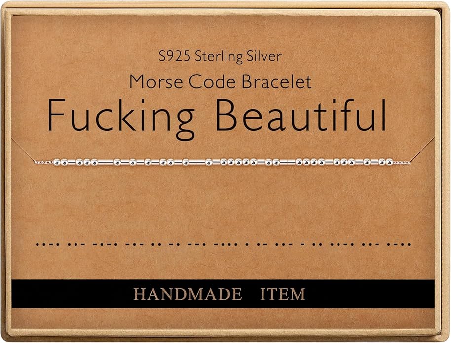 Monily Inspirational Gifts for Women Morse Code Bracelets for Women Funny Bracelet for Friend Funny Gift for Women Sterling Silver Bracelet for Women