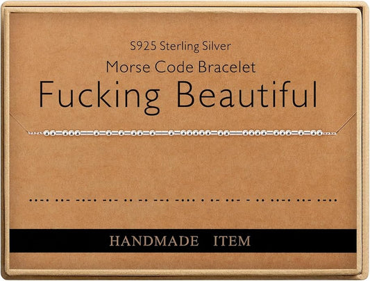 Monily Inspirational Gifts for Women Morse Code Bracelets for Women Funny Bracelet for Friend Funny Gift for Women Sterling Silver Bracelet for Women