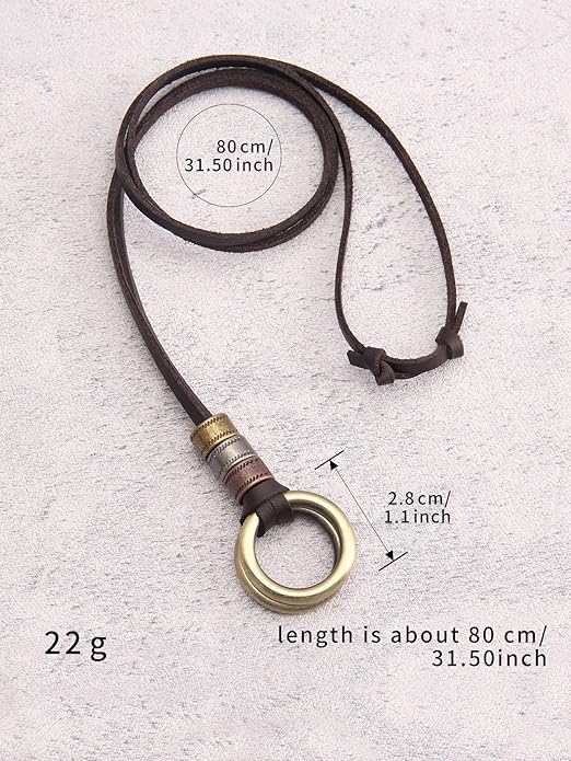 Long Boho Necklaces for Women Vintage Leather Wooden Pendant Y Choker Ethnic Style Gold Circle Hippie Sweater Necklace