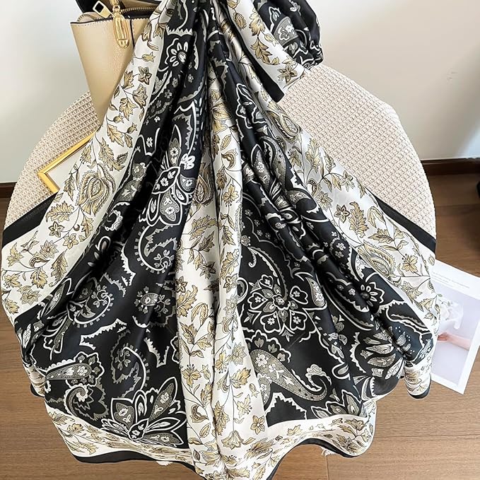 Long Silk Like Scarf Lightweight Satin Scarves Large Sunscreen Shawl Wrap for Women