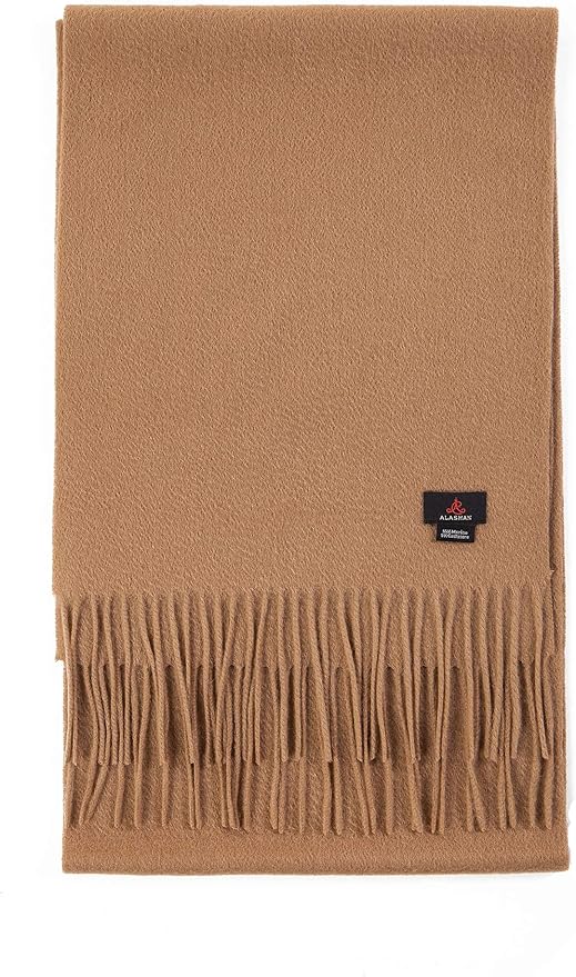 Alashan Cashmere Ultra-Fine Merino Wool and Cashmere Blend Woven Scarf -Luxe fabric-Lightweight- 72" x 12"