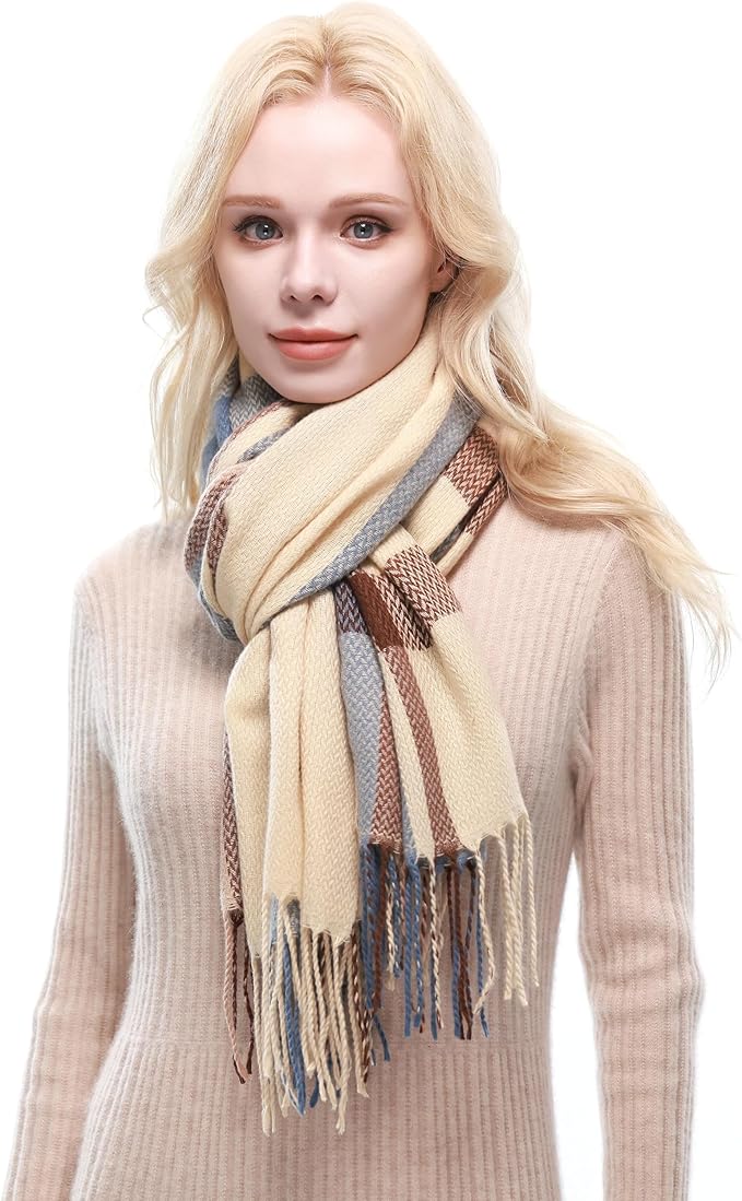 RIIQIICHY Plaid Scarf for Women Fall Winter Pashmina Scarves Wraps for Cold Weather Warm Large