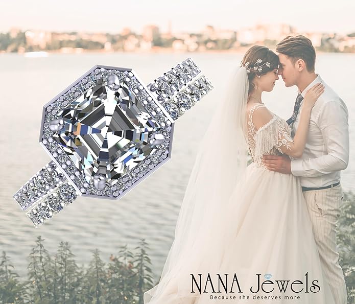NANA Jewels Sterling Silver Engagement Rings for Women - Choose Simulated Morganite, Citrine, Aquamarine & More