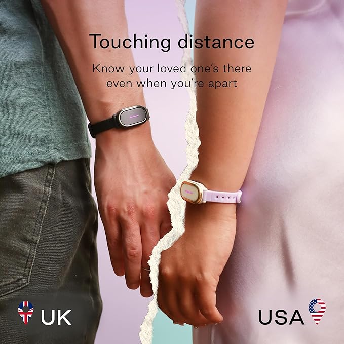 BOND TOUCH 4 Long-Distance Relationship Smart Bracelet for Couples to Feel Connected (1 Unit) Long Battery Life, Bluetooth Connection, Haptic Vibration, Compatible with iOS and Android (Black)