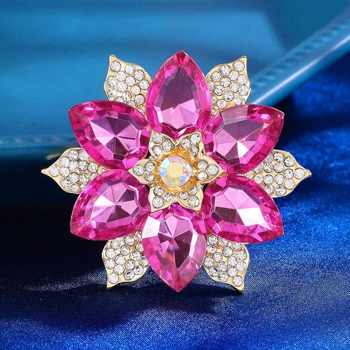 Premium Rhinestone Flower Brooch Pin for Women Sparkling Crystal Flower Corsage Bouquet Brooch Floral Lapel Pins Fashion Snowflake Sunflower Broochs Wedding Bride Dress Jewelry