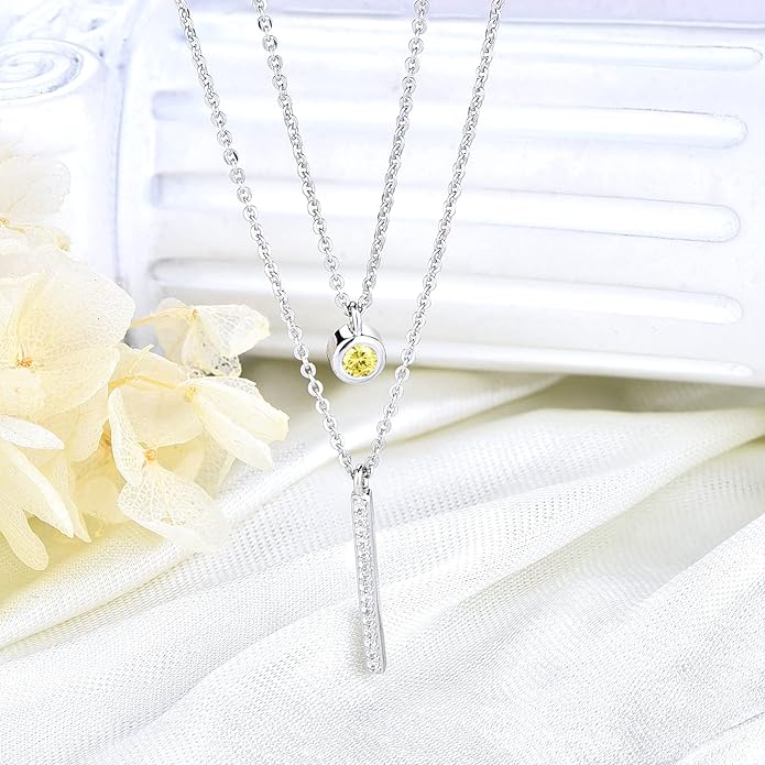 JO WISDOM Choker Layered Y Necklaces,925 Sterling Silver Choker Layered Coin Pendant Necklace,Jewelry for Women