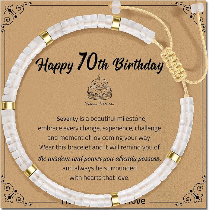 30th 40th 50th 60th 70th 80th Birthday Gifts for Women, Natural Stone Bracelet Birthday Gifts for Mom Daughter Grandma Sister Friends Coworker
