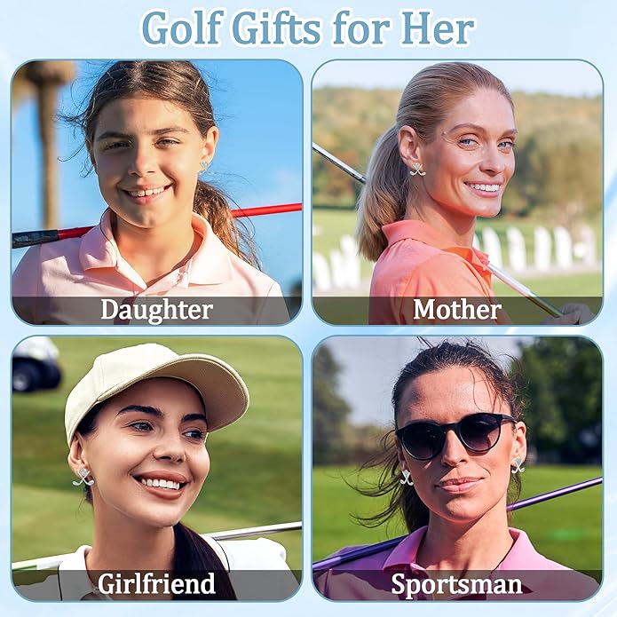 SmileBelle Golf Earrings for Women, Sterling Silver Golf Stud Matching Masters Golf Outfit, Hypoallergenic Golfer Gifts for Golfers as Daughter Sports Jewelry Accessories