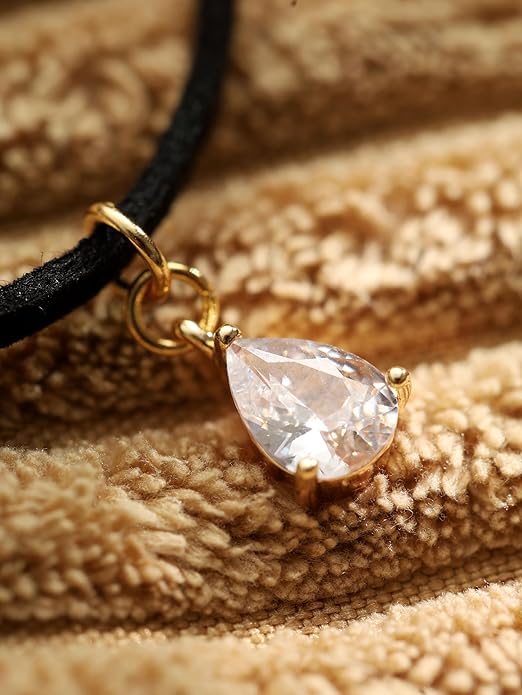 Sacina Layered Black Choker Necklace, Glass Teardrop Chocker, Black Necklace, Gothic Goth Boho Choker, Christmas Jewelry Gift For Women