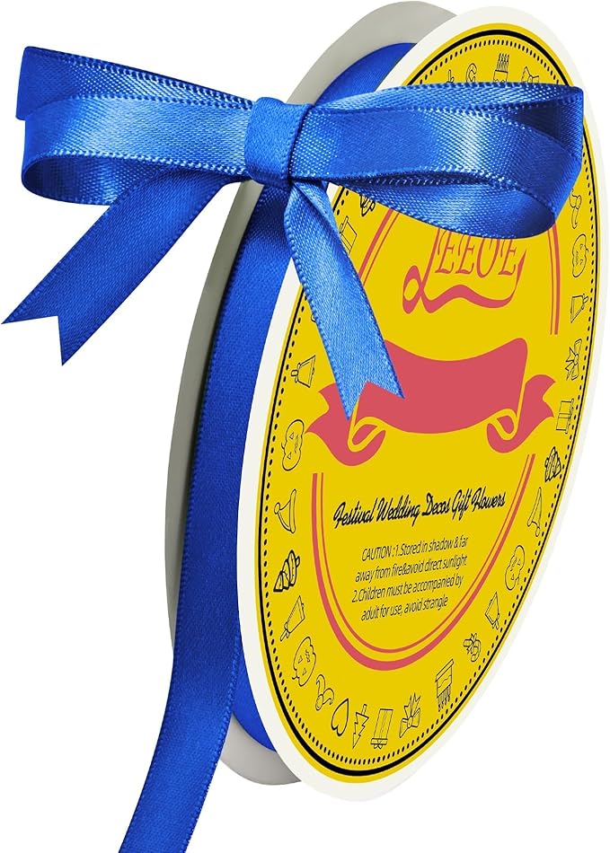 LEEQE Double Face Royal Blue Satin Ribbon 3/8 inch X 50 Yards Polyester Royal Blue Ribbon for Gift Wrapping Very Suitable for Weddings Party Hair Bow Invitation Decorations and More