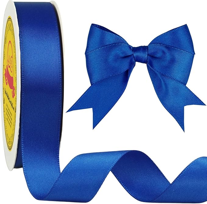 LEEQE Double Face Royal Blue Satin Ribbon 7/8 inch X 25 Yards Polyester Royal Blue Ribbon for Gift Wrapping Very Suitable for Weddings Party Invitation Decorations and More