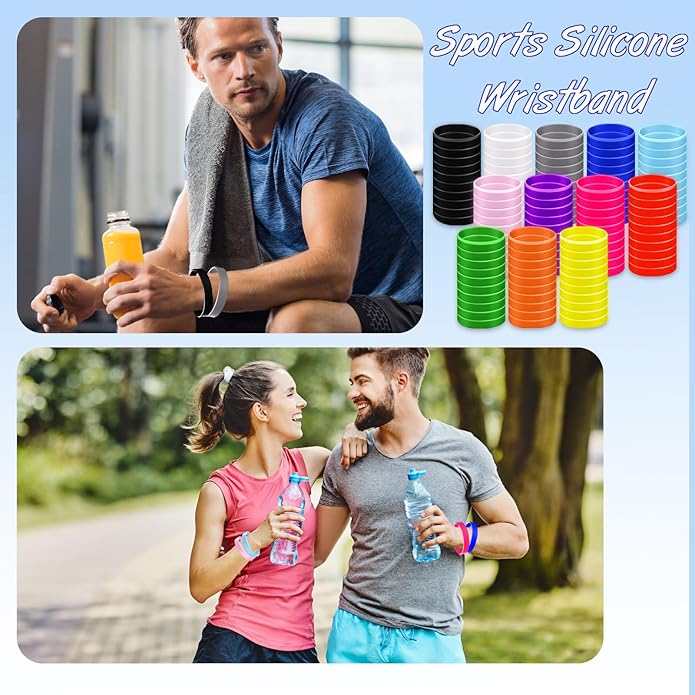 Colorful Silicone Wristband, 120 Pieces of Blank Rubber Bracelet for Men and Women Teenagers