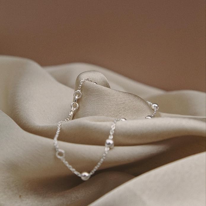 CHIC & ARTSY 925 Sterling Silver Ankle Bracelet Multilayer Anklets for Women Satellite, Star, Cross, Circle, Butterfly, Teardrop, Oval Disk Layered Anklet Beach Jewelry