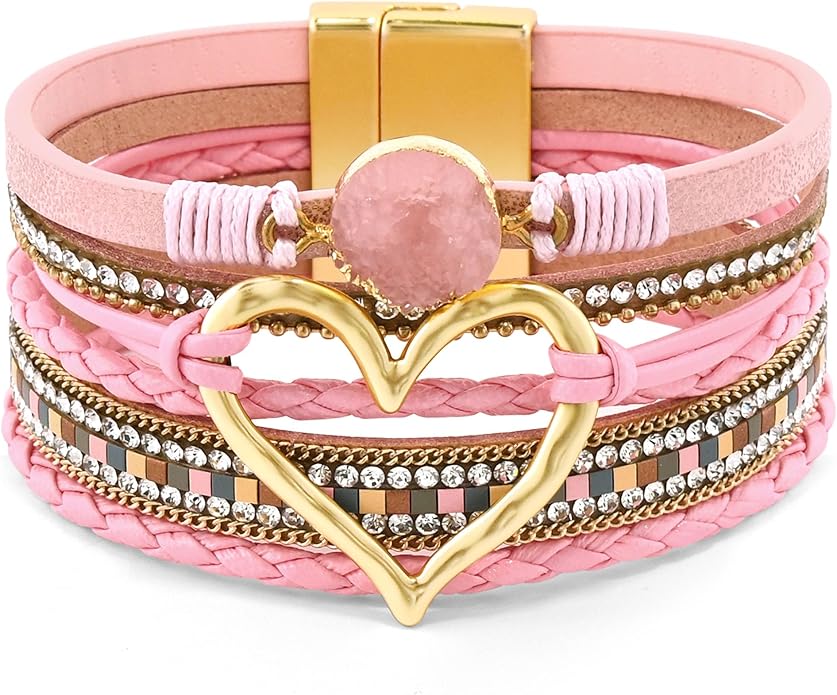 VIBILIA Boho Leather Wrap Bracelets for Women Multi-Layer Bracelets with Strong Clasp Jewelry for Women