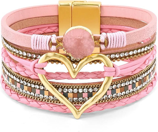 VIBILIA Boho Leather Wrap Bracelets for Women Multi-Layer Bracelets with Strong Clasp Jewelry for Women